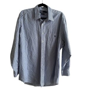 Polo Ralph Lauren Navy and White Striped Shirt Jaymes Cotton